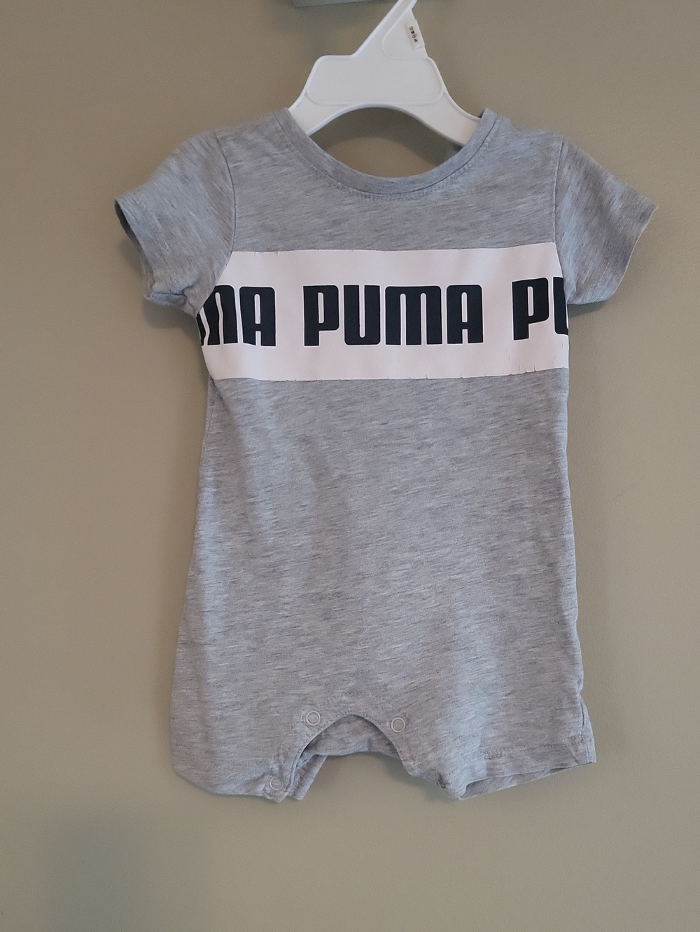 Puma light grey short romper with white logo band
